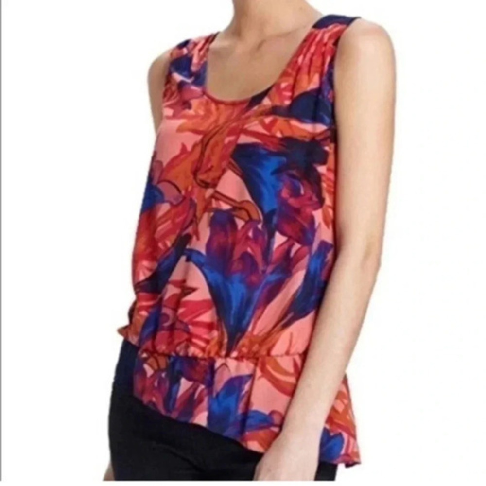 Anthropologie Leifsdottir Patterned Silk Blend Faux
Wrap Asymmetric Hem Top sz 6